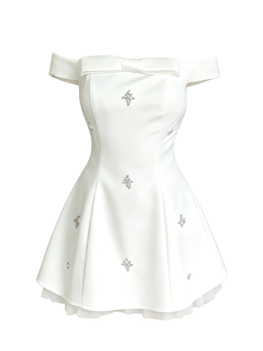 【dress】オフショルダーAラインワンピース Q8773