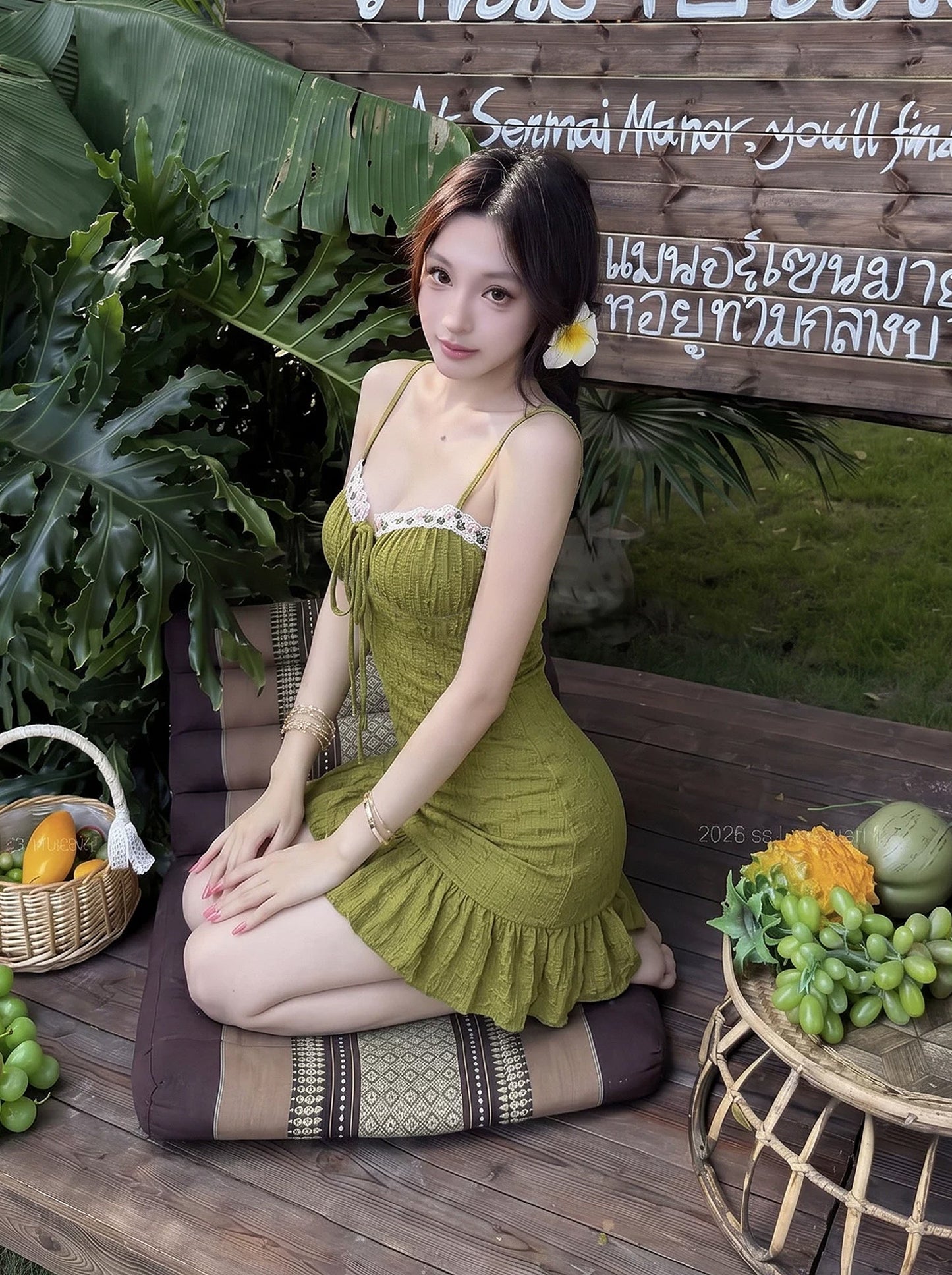【dress】レースドッキングミニキャミワンピース Q8735