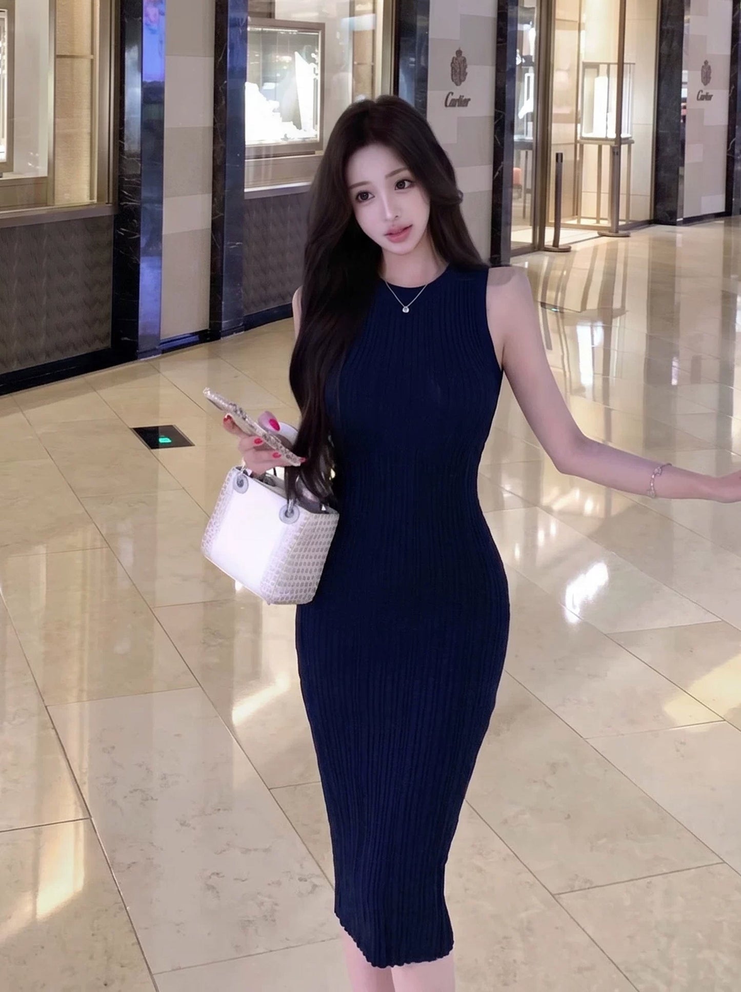 【dress】ニットベストワンピース Q8892
