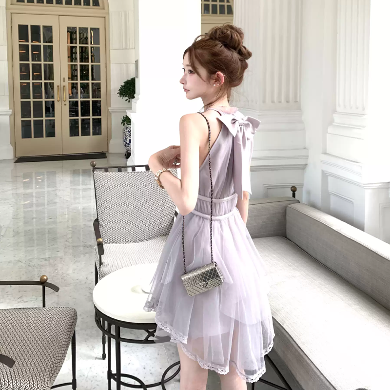 【dress】バックリボンチュールミニワンピース　M31380