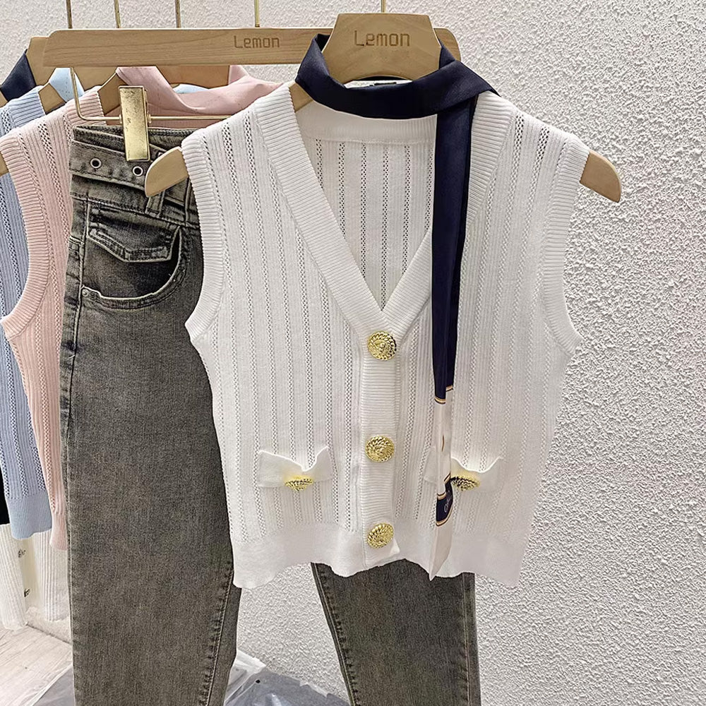 【tops】4色リボン付きキャミソール F7576