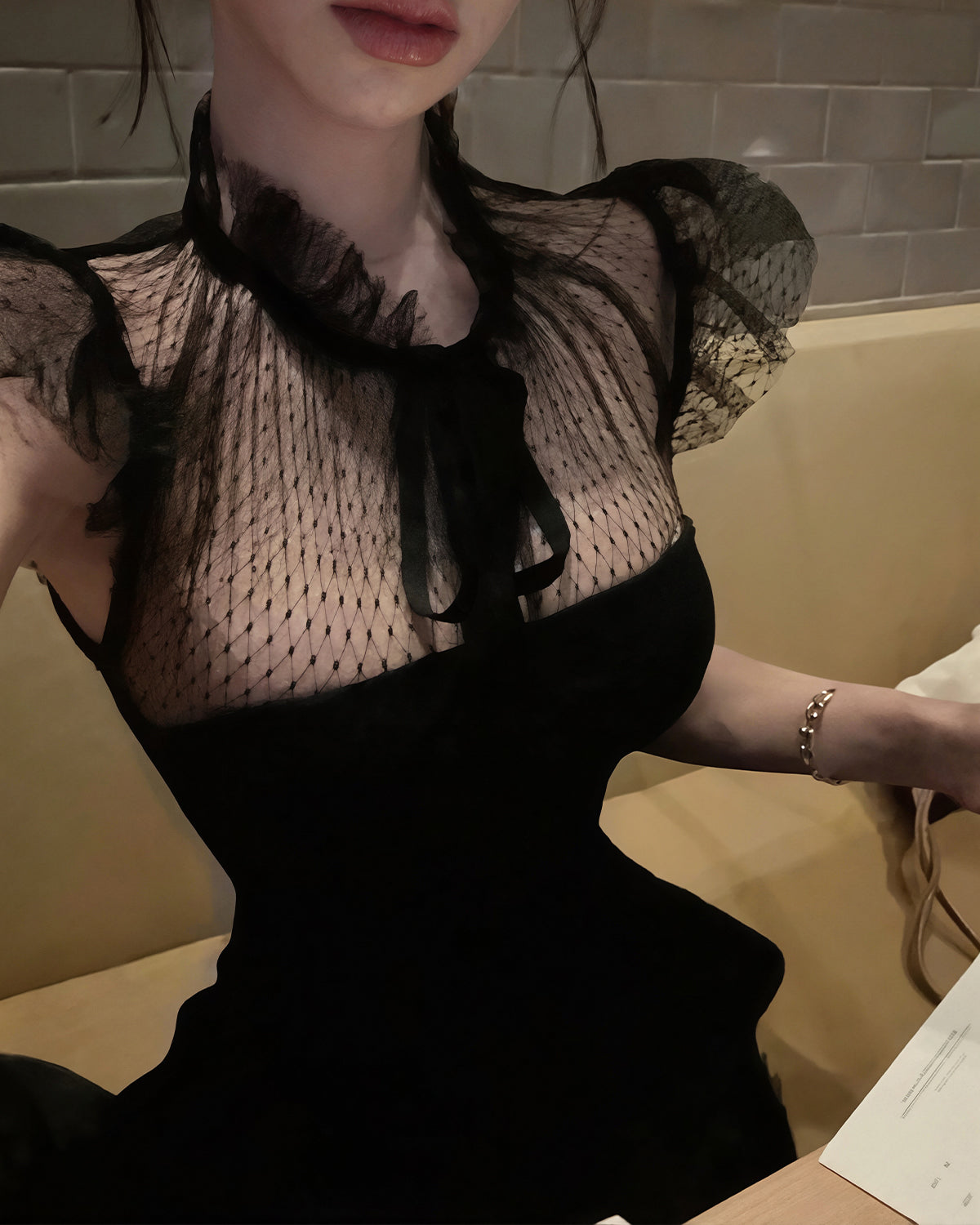【dress】レースドッキングミニワンピース Q8709