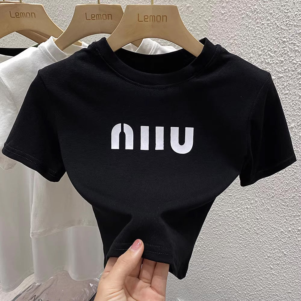 【tops】2色ラウンドネック半袖TシャツF7767