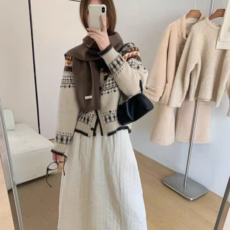 【outer】ジャカードニットカーデ　M28874
