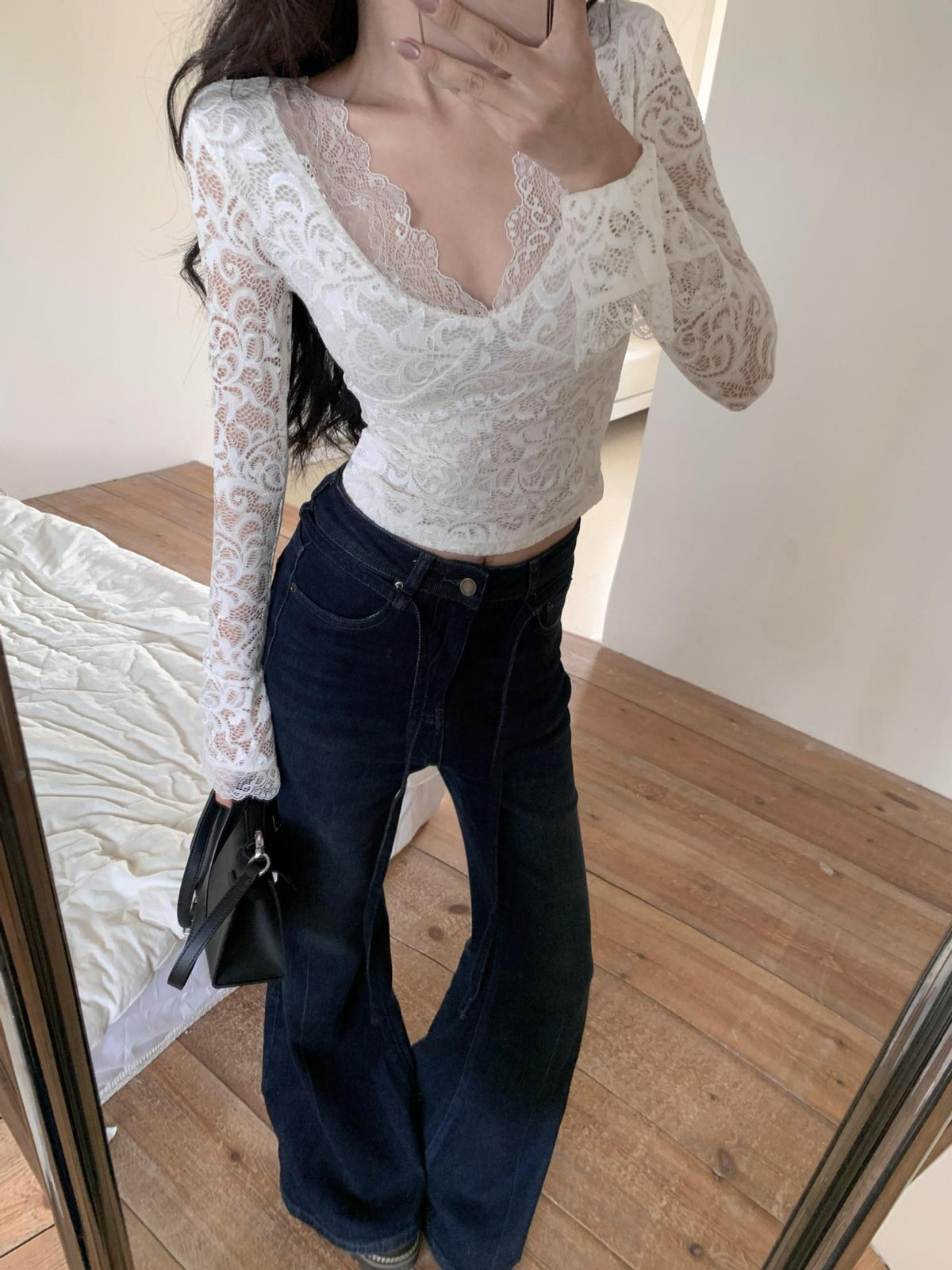 【tops】Vネックレーストップス　M27941