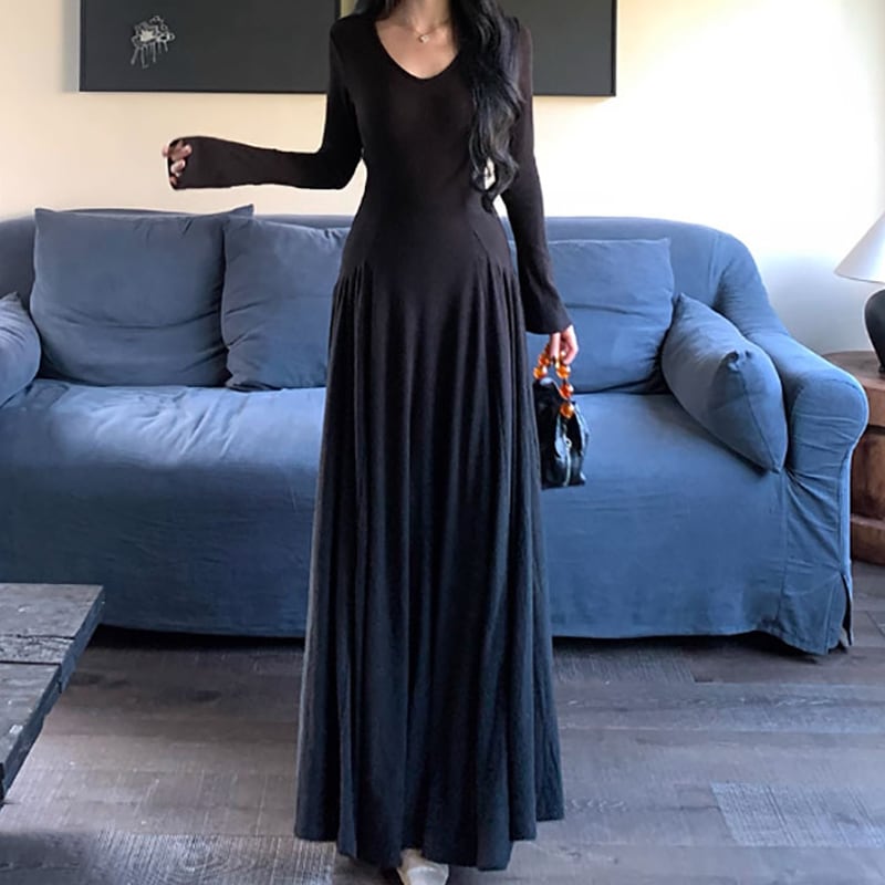 【dress】Ｖネックニットワンピース Q6860