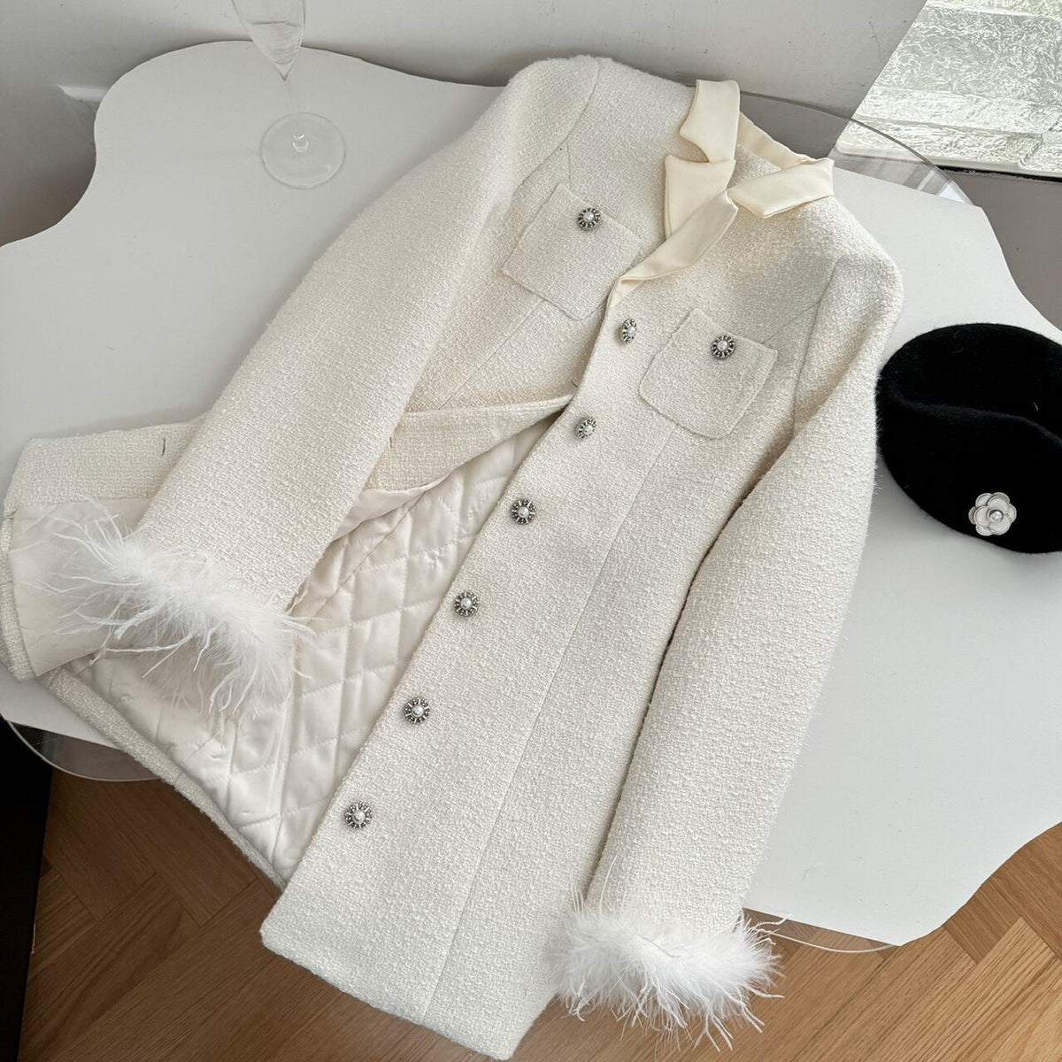 【outer】ファーツイードコート　M27354