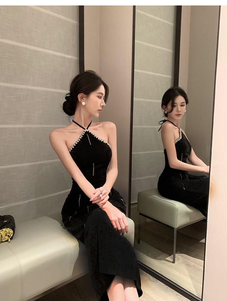 【dress】ビーズホルターネックワンピース G21262