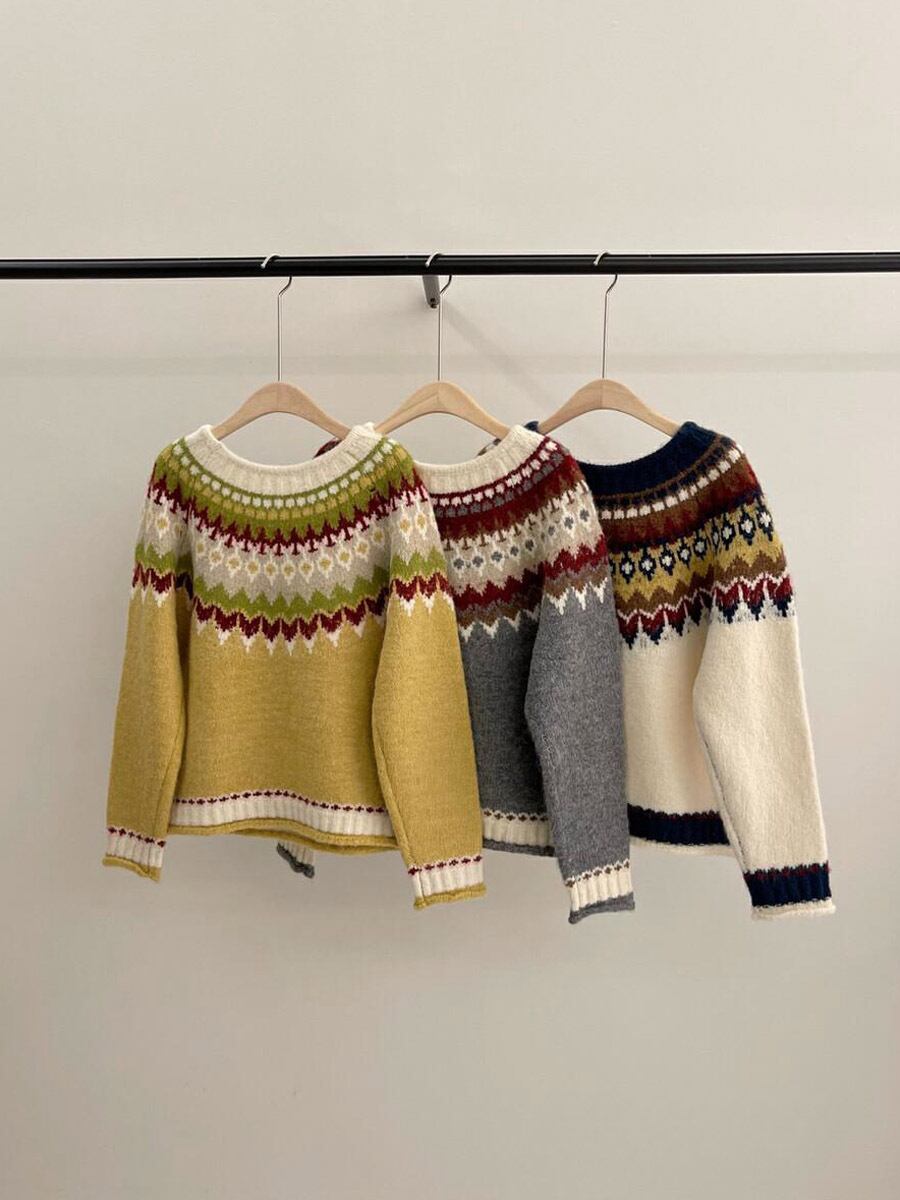 【tops】ジャカードニットセーター　M27108