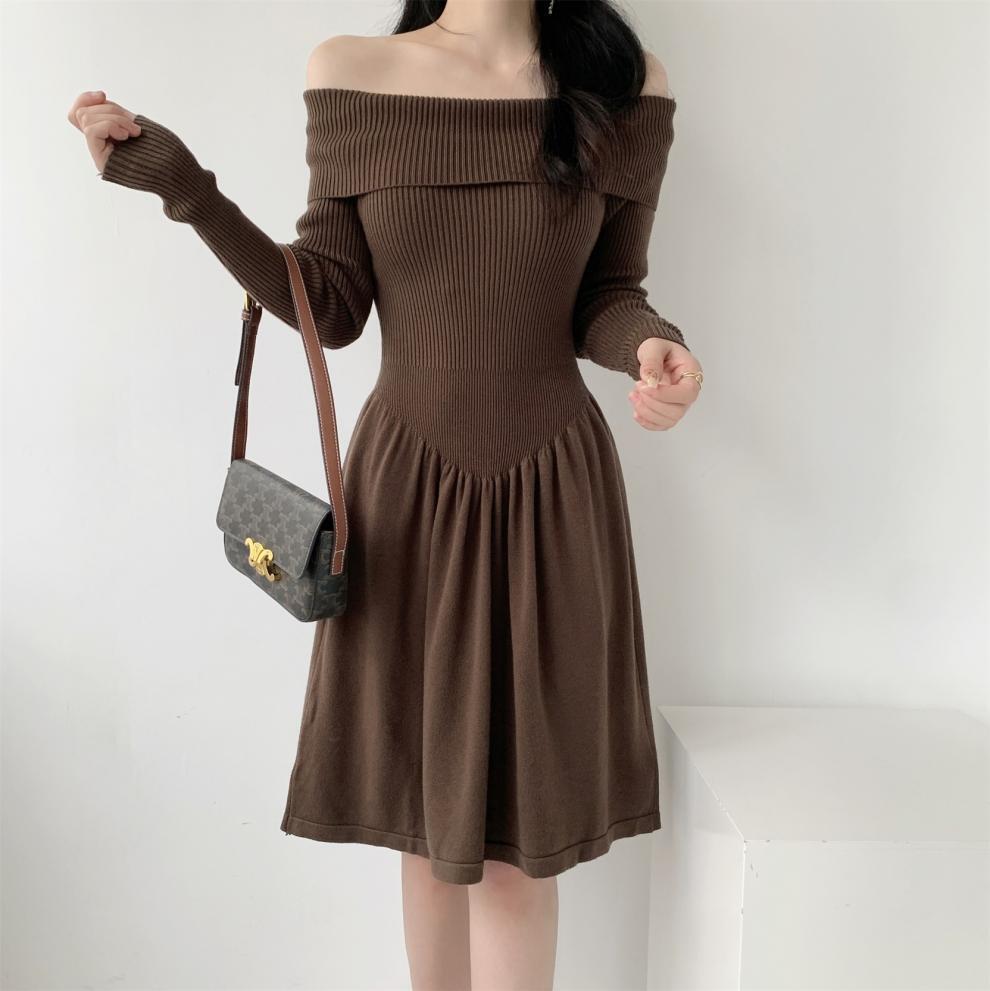 【dress】オフショルダーニットワンピース　M28032