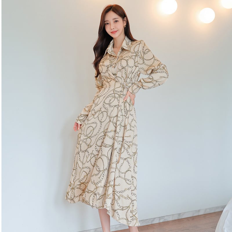 【dress】プリントシャツワンピース　M29492