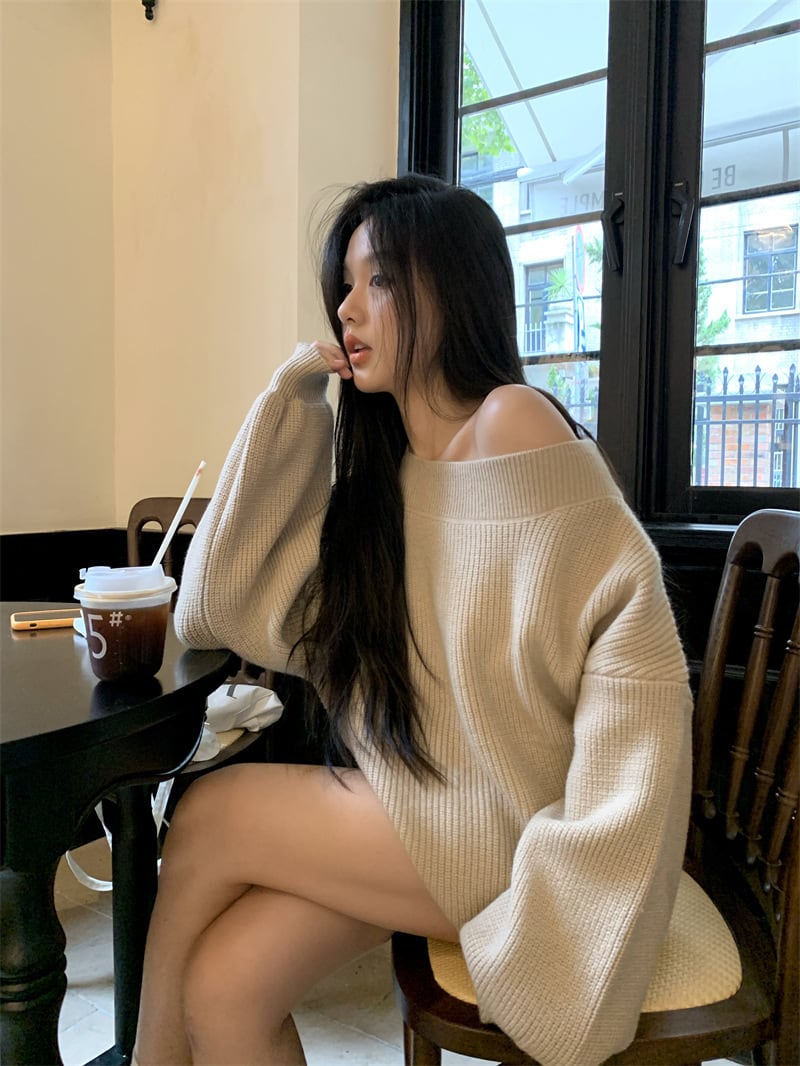 【tops】オフショルダーニットセーター　M27667