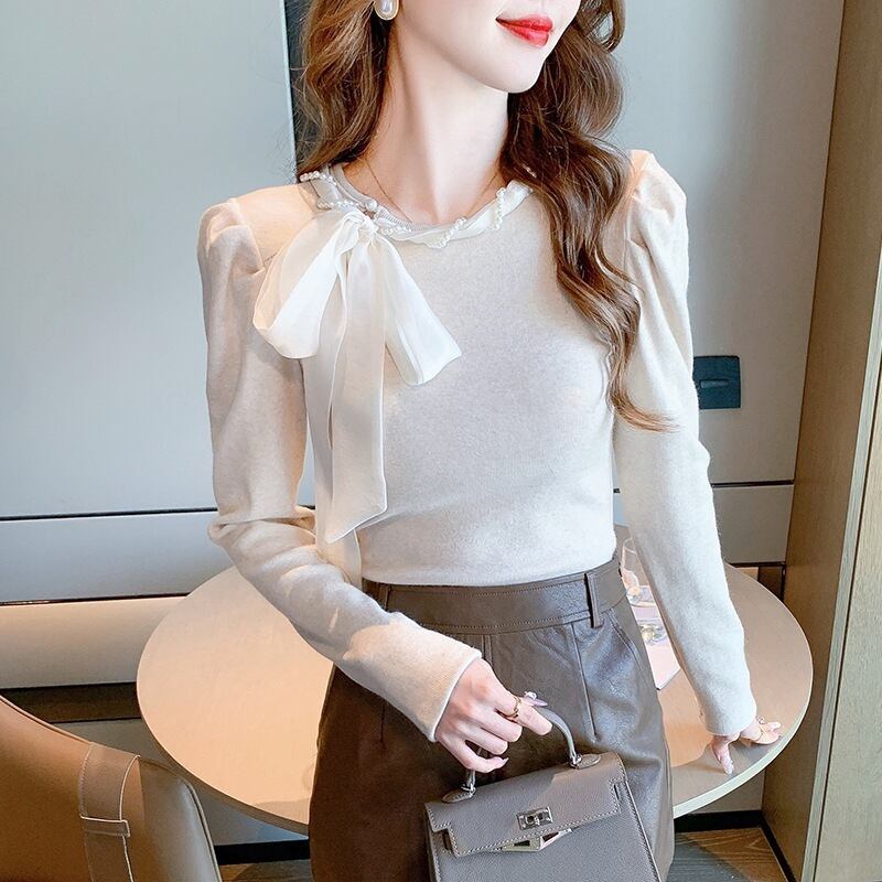 【tops】パールニットトップス　M27567