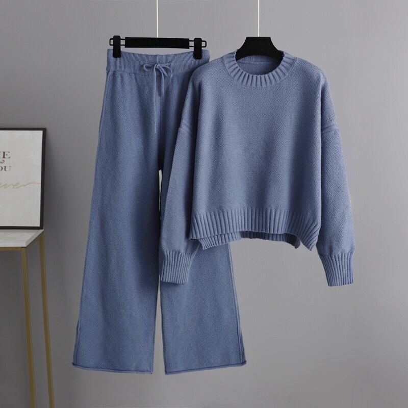 【set】ニットセーター×ワイドパンツセット　M28444