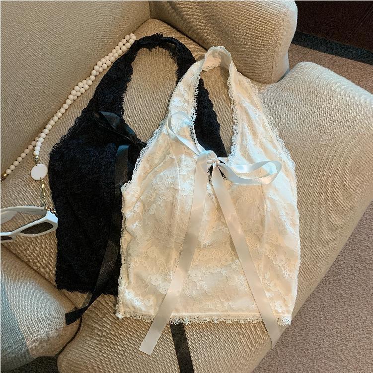 【tops】リボン付きレースキャミソール　M29528