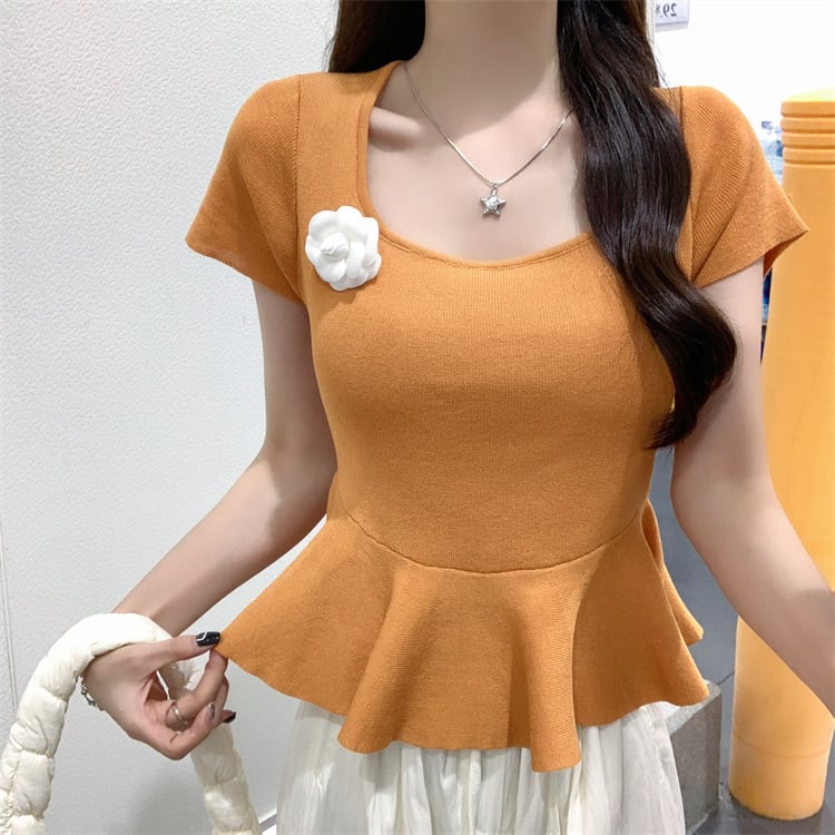 【tops】立体フラワーニットトップス　M24585