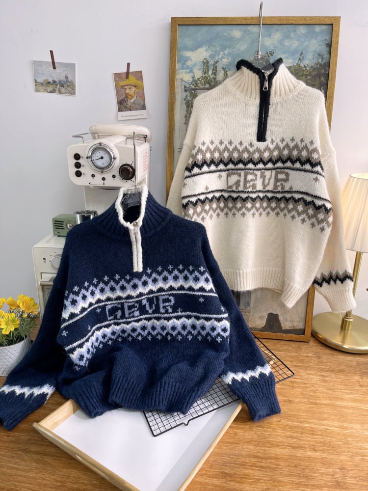 【tops】ファスナーニットセーター　M28624