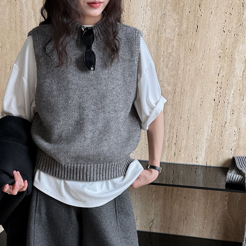 【outer】バックオープンニットベスト Q7096