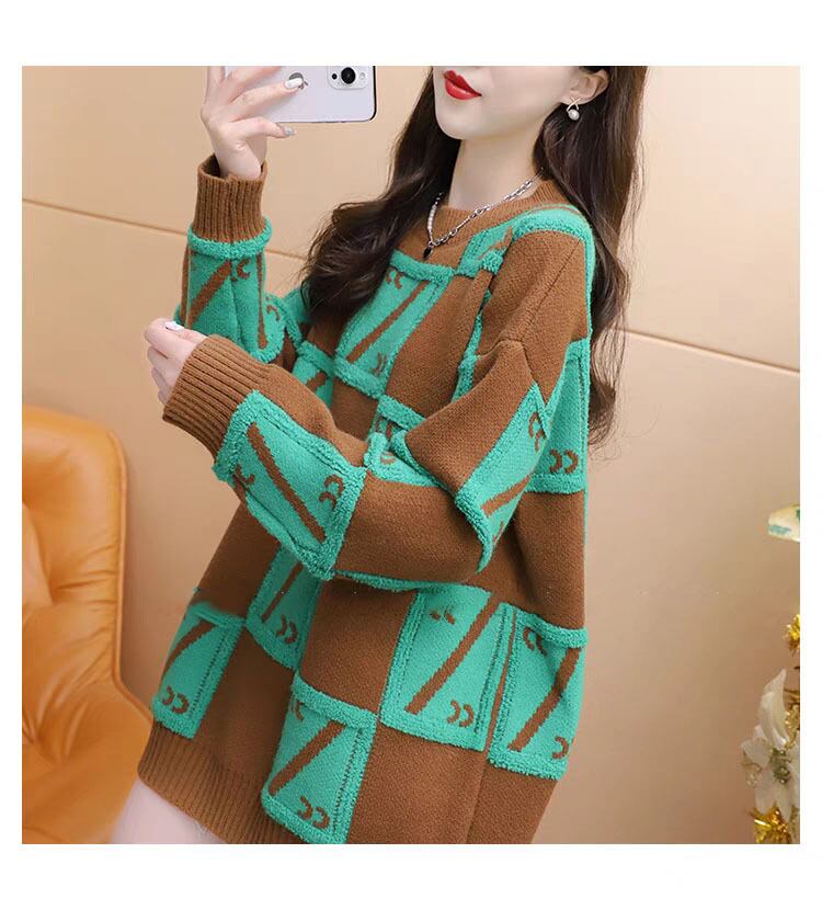 【tops】配色切り替えニットセーター　M29165