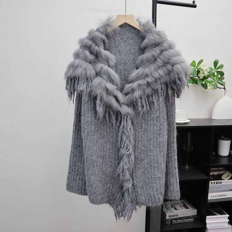 【outer】ファードッキングニットカーディガン Q7209