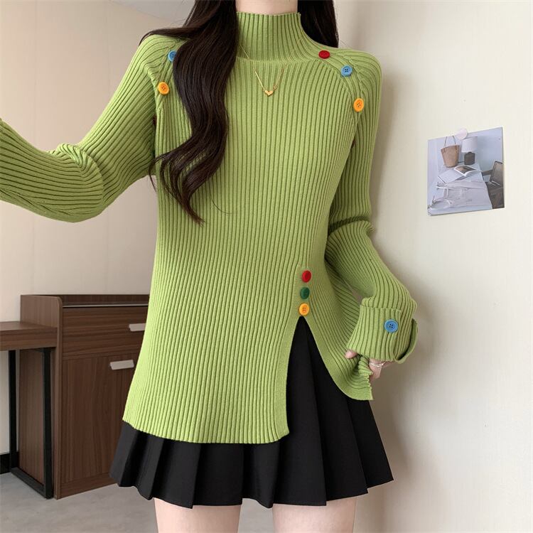 【tops】ボタンデザインニットトップス　M27823