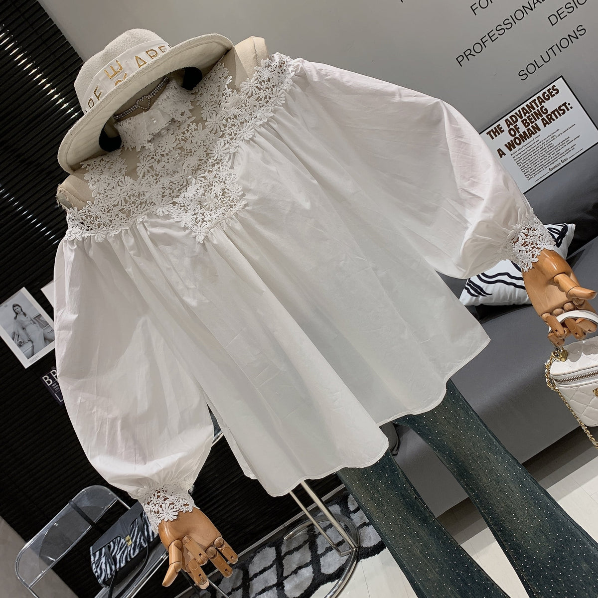 【tops】カットワークシャツトップス　M24705