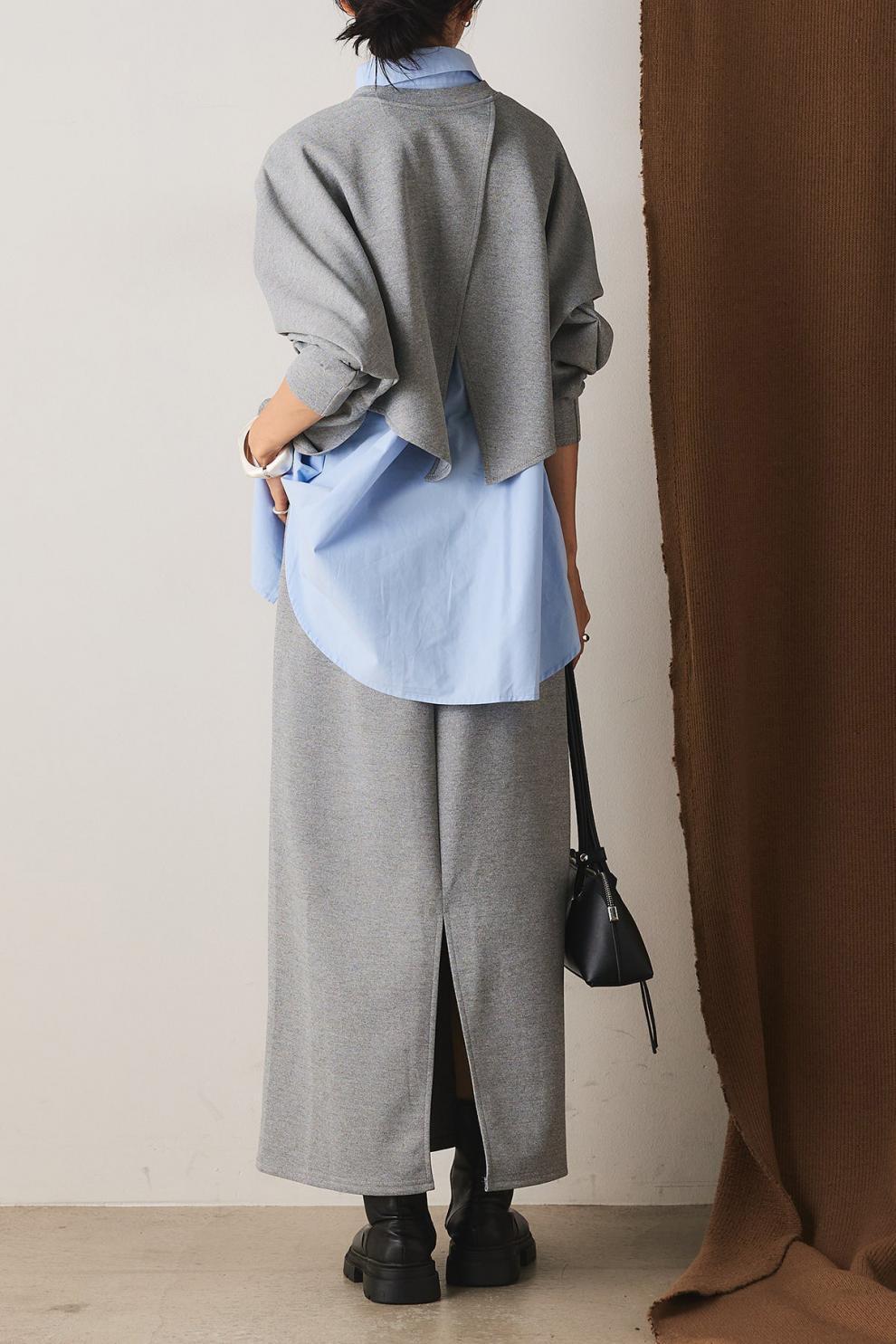 【set】シャツ×スリットトップス×ロングスカート3点セット     N3429