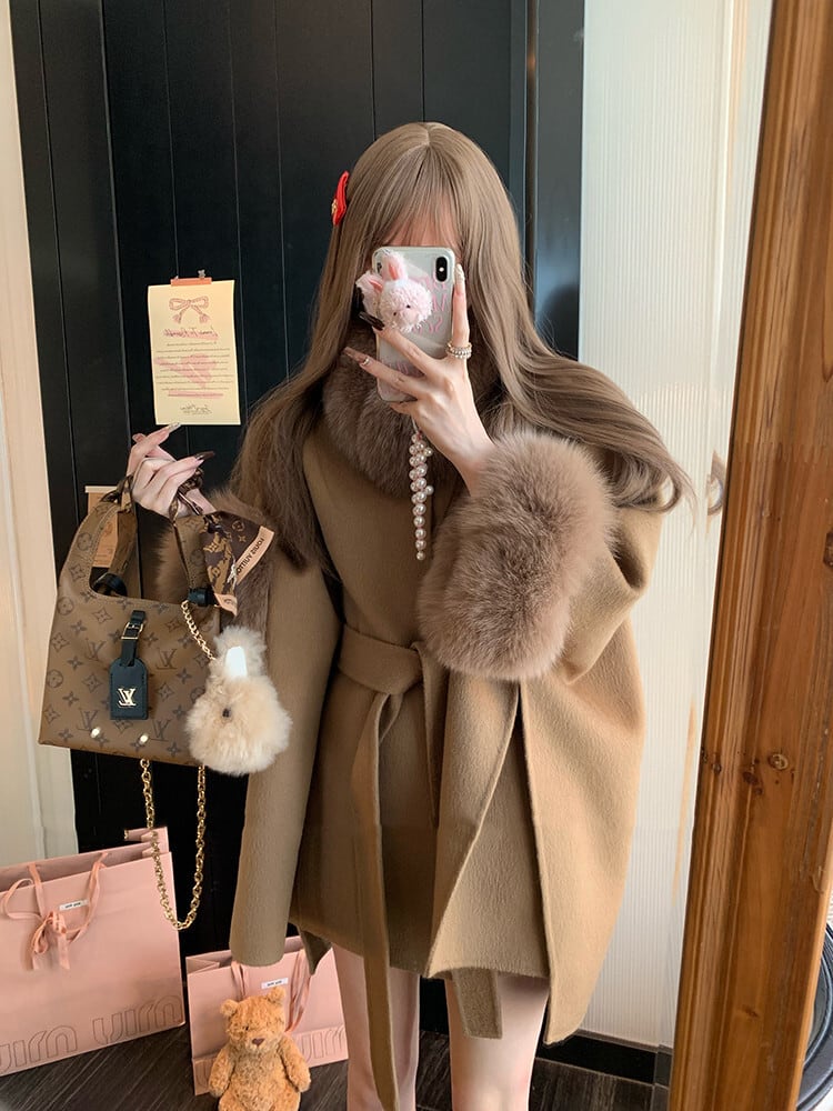 【outer】袖ファーショートケープコート　N3313