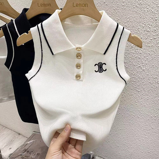 【tops】POLOネックニットキャミソール F7570