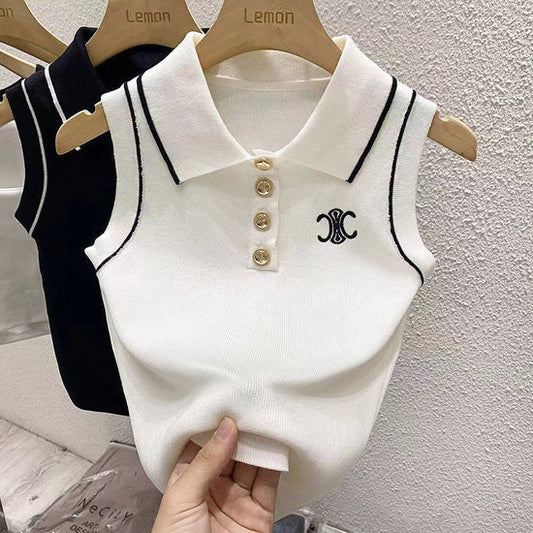 【tops】POLOネックニットキャミソール F7570