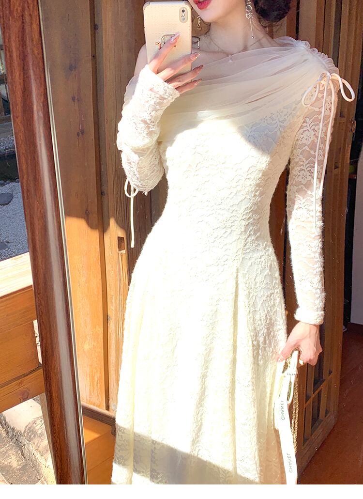 【dress】チュールドッキングレースワンピース　N3528