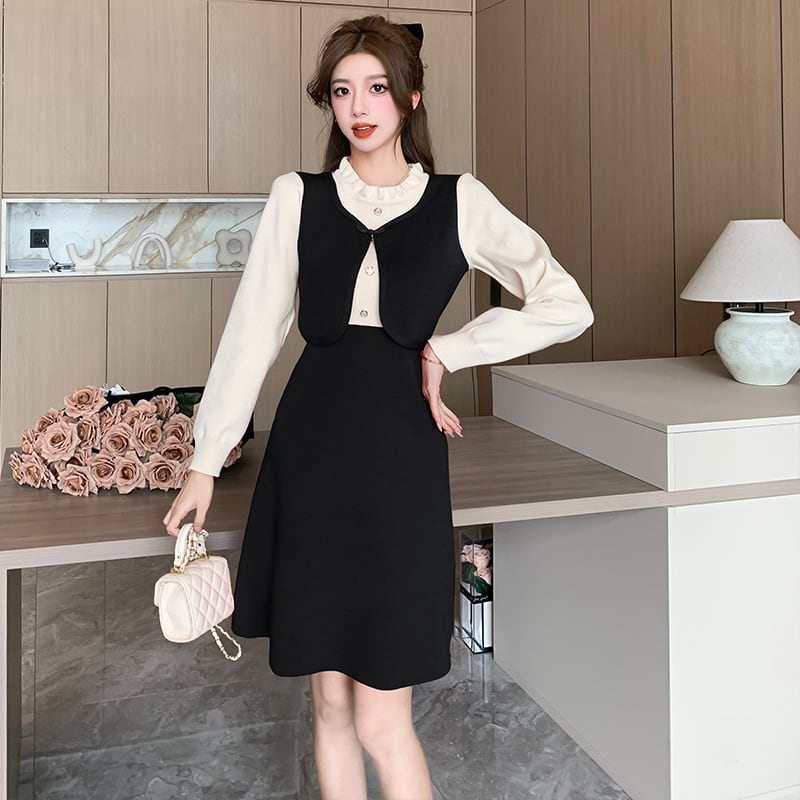 【dress】ドッキングニットワンピース　M18711