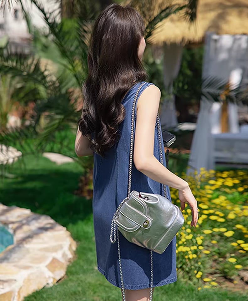 【dress】ノースリーブデニムワンピース Q8420