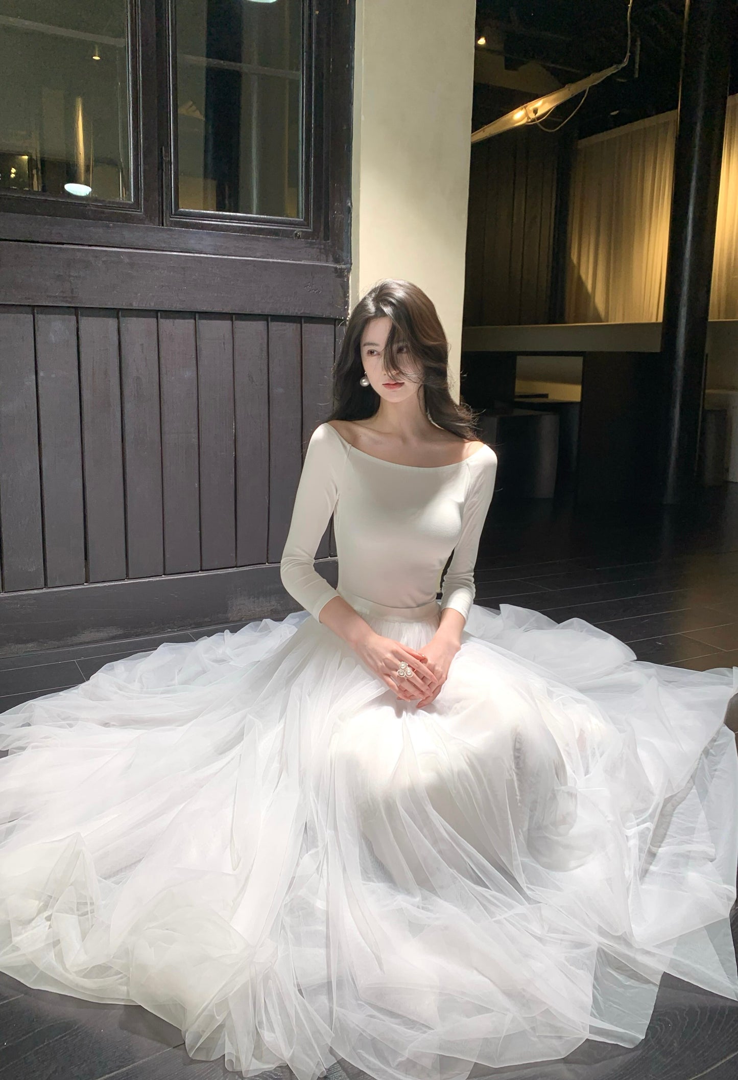 【dress】2WAYチュールドッキングロングワンピース　N3426