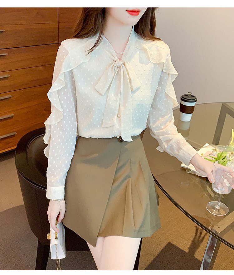 【tops】フリルシャツトップス　M25730