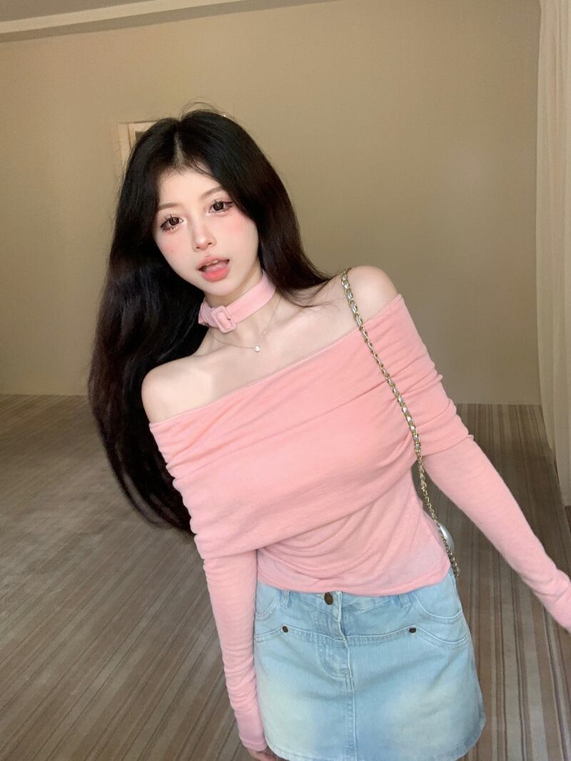 【tops】オフショルダーニットトップス　M28638