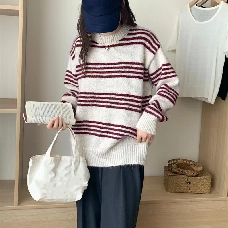 【tops】クルーネックニットセーター　M18489