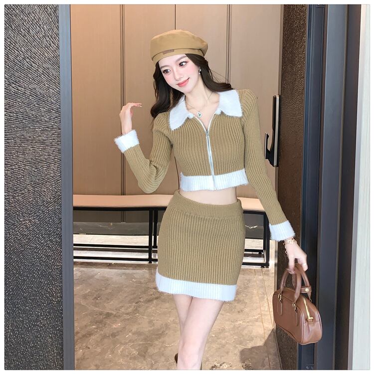 【set】ニットカーデ×スカートセット　M28142