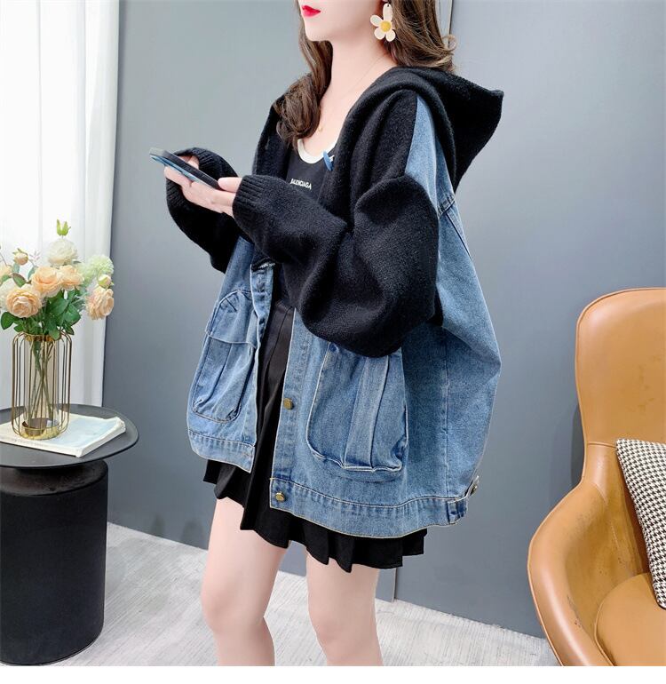 【outer】デニム切り替えニットカーデ　M27046