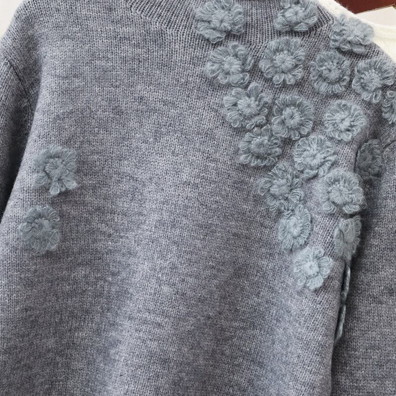 【tops】フラワーモチーフニットトップス　N2904