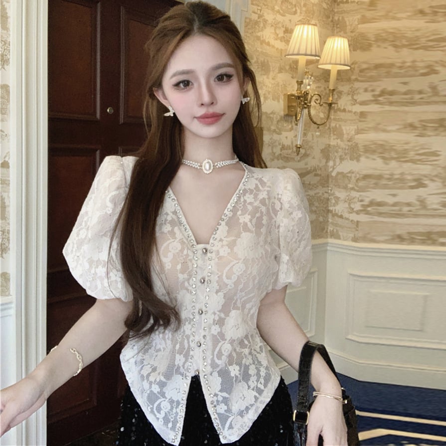 【tops】ダイヤモンドレースブラウスG21549