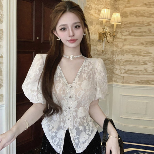 【tops】ダイヤモンドレースブラウスG21549