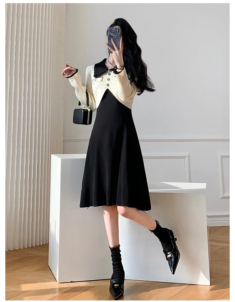 【dress】ドッキングニットワンピース　M18989