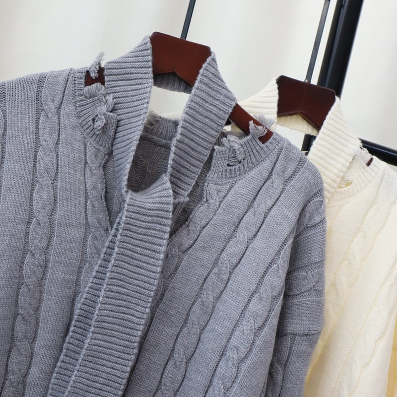 【tops】不規則 イレギュラーニットセーター　M28597
