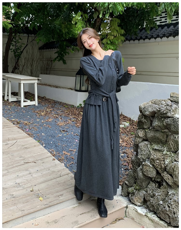 【set】ニットカーデ×ベストワンピースセット　M26964