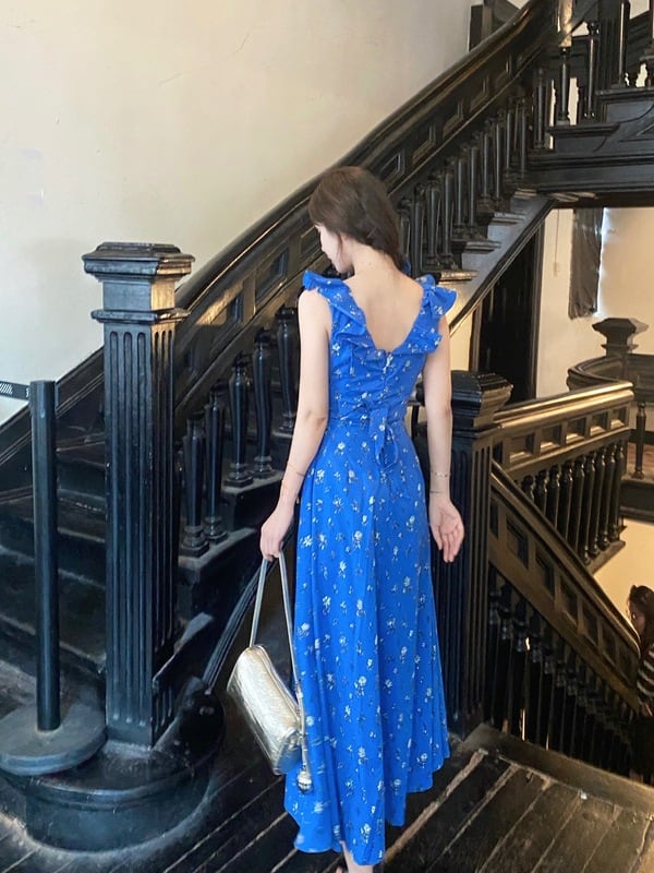 【dress】Vネック花柄海旅行ワンピース G21519