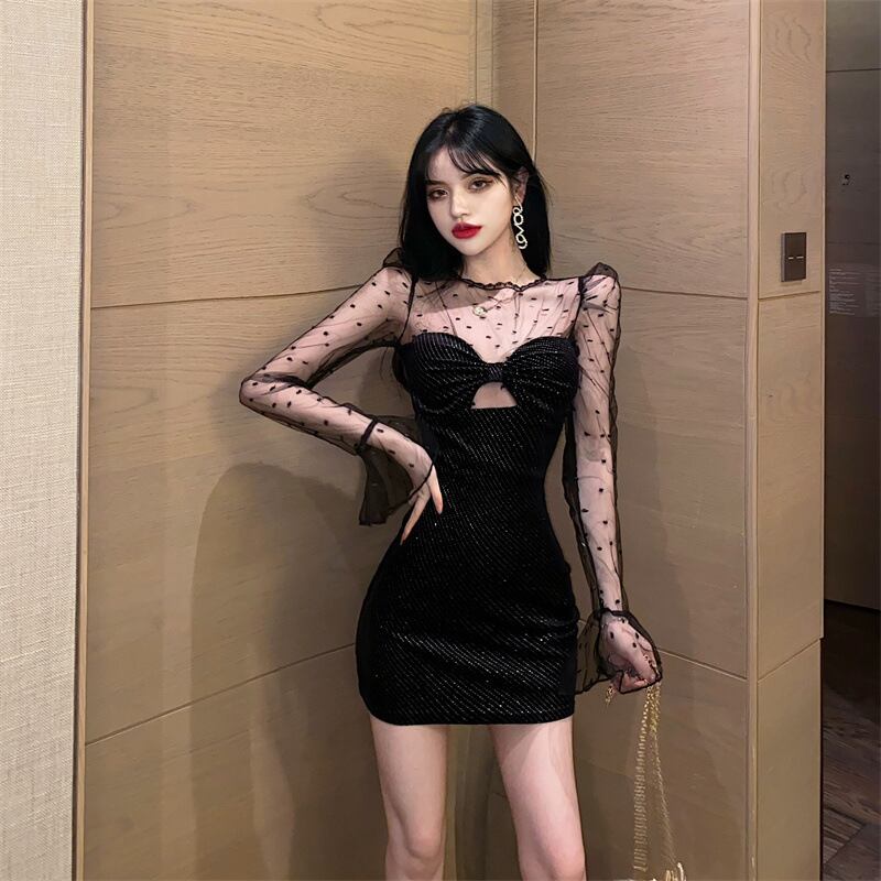 【dress】チュールコンビワンピース　M28830
