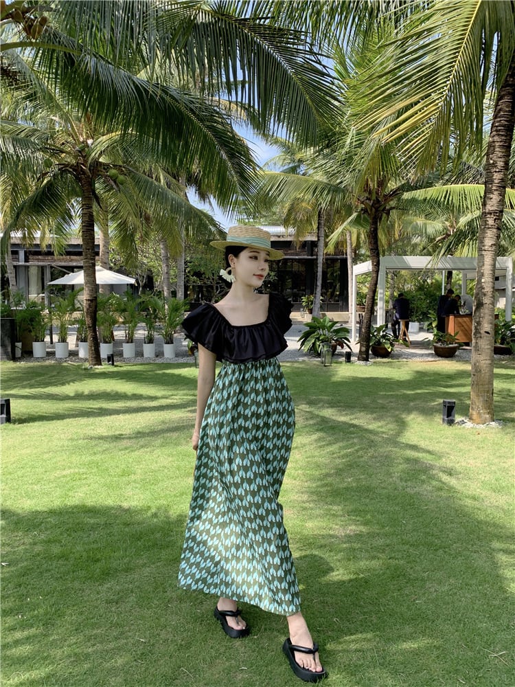 【dress】フリル切り替えワンピース　M25295