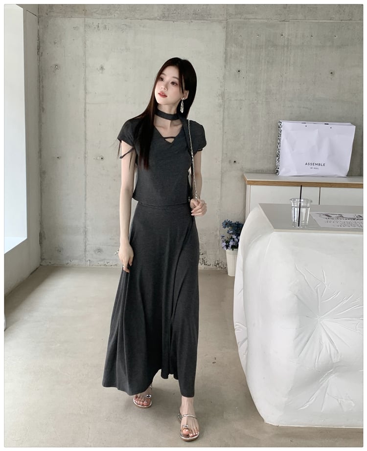 【set】Tシャツ×ロングスカートセット　M24192