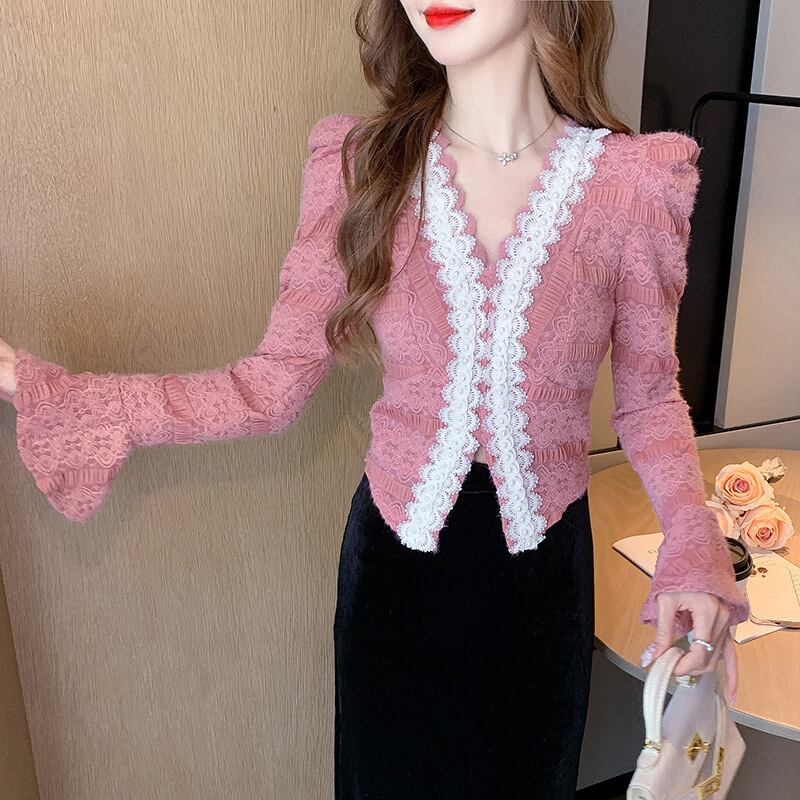 【tops】Vネックレーストップス　M27417
